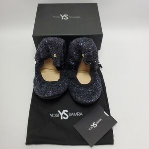 Yosi Samra Samara G Black Rainbow Glitter Foldable Ballet Flat Size 5